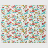 Santa Claus Christmas in July at the beach surfer Geschenkpapier (Flach)