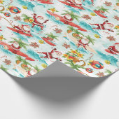 Santa Claus Christmas in July at the beach surfer Geschenkpapier (Ecke)