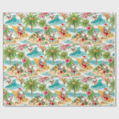 Santa Claus Christmas in July at the beach surfer Geschenkpapier (Flach)