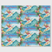Santa Claus Christmas in July at the beach surfer Geschenkpapier (Flach)