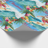 Santa Claus Christmas in July at the beach surfer Geschenkpapier (Ecke)