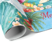 Santa Claus Christmas in July at the beach surfer Geschenkpapier (Rolleneckpunkt)