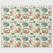 Santa Claus Christmas in July at the beach surfer Geschenkpapier (Flach)