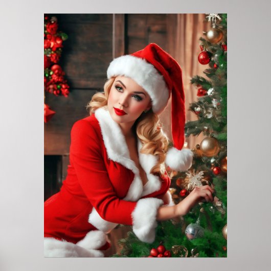 Santa Claus Christmas Pinup Lady Poster (Vorne)