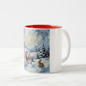 Santa Claus Christmas Scene Zweifarbige Tasse (VorderseiteRechts)