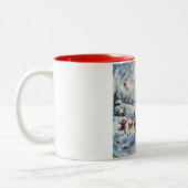 Santa Claus Christmas Scene Zweifarbige Tasse (Links)