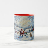 Santa Claus Christmas Scene Zweifarbige Tasse (Mittel)