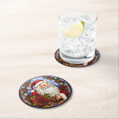 Santa Claus Christmas Set of 6 Runder Pappuntersetzer (Vor Ort)