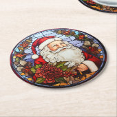 Santa Claus Christmas Set of 6 Runder Pappuntersetzer (Angewinkelt)