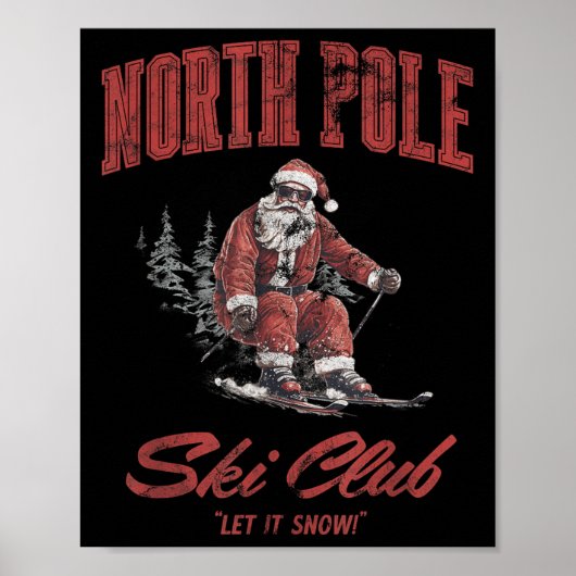 Santa Claus Christmas Snow Skiing At The North Le Poster (Vorne)
