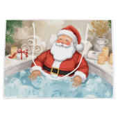 Santa Claus Christmas Spa Bath Tub Large Gift Bag Große Geschenktüte (Vorderseite)