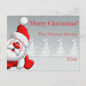 Santa Claus Christmas tree snow  Postcard Postkarte (Vorderseite)