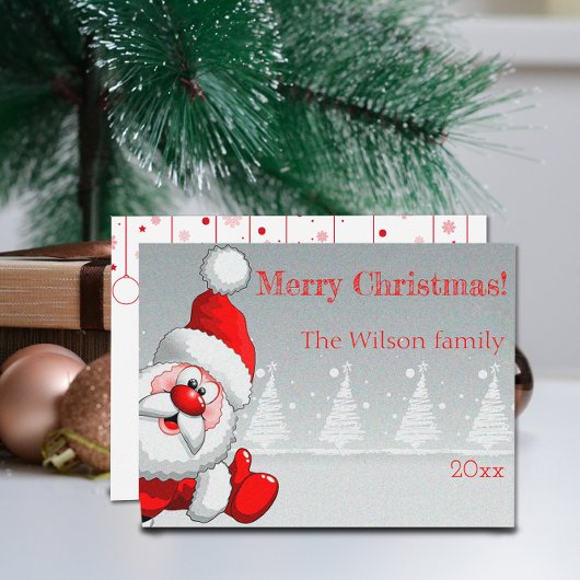 Santa Claus Christmas tree snow  Postcard Postkarte