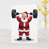 Santa Claus Christmas Weightlifting Karte (Gelbe Blume)