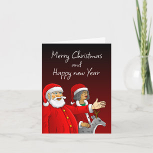 Santa Claus, Claus und Rudolph die Rentiere Feiertagskarte