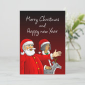 Santa Claus, Claus und Rudolph die Rentiere Feiertagskarte (Stehend Vorderseite)