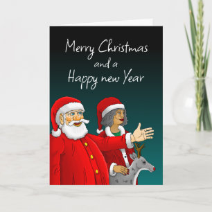 Santa Claus, Claus und Rudolph die Rentiere Feiertagskarte