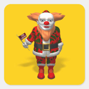 Santa Claus Clown Quadratischer Aufkleber
