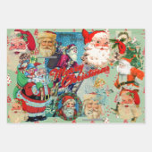 SANTA CLAUS COLLAGE Wrapping Paper Flat Sheet SET Geschenkpapier Set (Vorderseite)