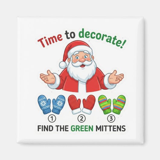 Santa Claus Color Learning Game Green Mittens Magn Magnet (Vorne)