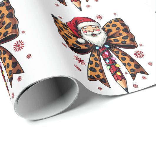 Santa Claus Coquette Bogen Schule Lehren Geschenkpapier (Rolleneckpunkt)