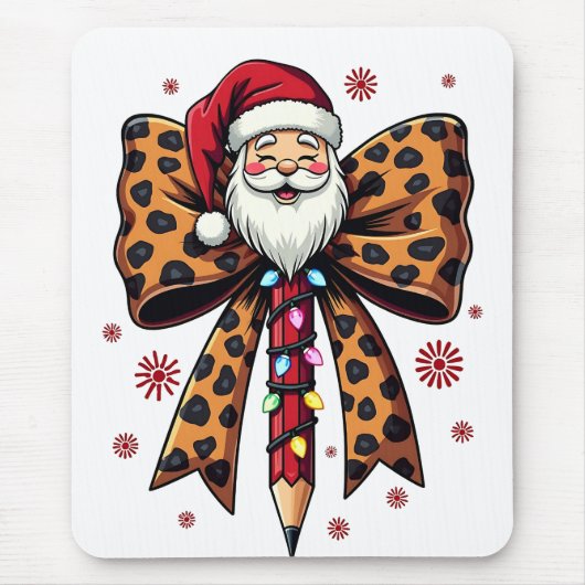 Santa Claus Coquette Bogen Schule Lehren Mousepad (Vorne)