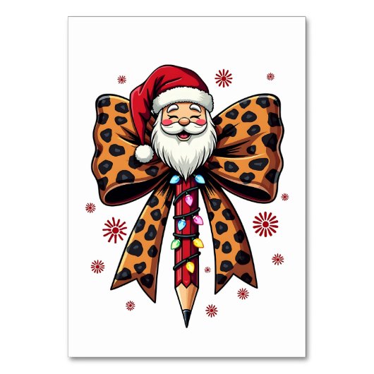 Santa Claus Coquette Bogen Schule Lehren Tischnummer (Vorderseite)