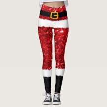 Santa Claus Costume Glitzer Weihnachten Leggings