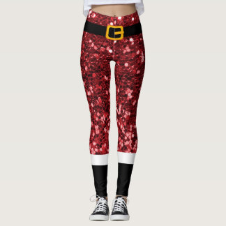 Santa Claus Costume Glitzer Weihnachten Leggings