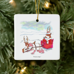 Santa Claus Coup quadratischer Keramikschmuck Keramikornament