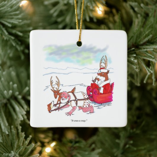 Santa Claus Coup square ceramic ornament (Baum)