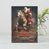 Santa Claus Cowboy Art Einladung (Stehend Vorderseite)