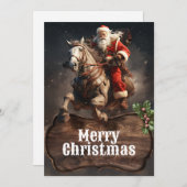 Santa Claus Cowboy Art Feiertagskarte (Vorne/Hinten)