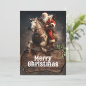 Santa Claus Cowboy Art Feiertagskarte (Stehend Vorderseite)