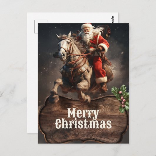 Santa Claus Cowboy Art Postkarte (Vorne/Hinten)