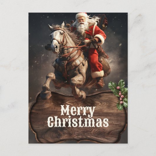 Santa Claus Cowboy Art Postkarte (Vorderseite)