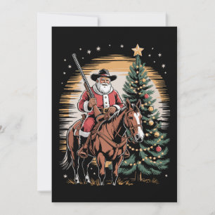 Santa Claus Cowboy Vintage Weihnachtsbaum Western Feiertagskarte