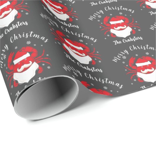 Santa Claus Crab Frohe Weihnachten Geschenkpapier (Rolleneckpunkt)