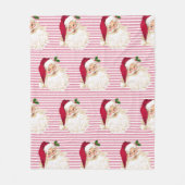 Santa Claus Cranberry Stripe Fleece Blanket (Vorderseite)