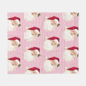 Santa Claus Cranberry Stripe Fleece Blanket (Vorderseite (Horizontal))