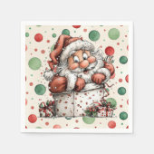 Santa Claus Crawling Out of Gift Box Serviette (Vorderseite)