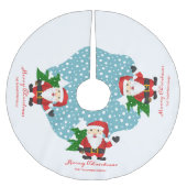 Santa Claus Custom Familienname Frohe Weihnachten Polyester Weihnachtsbaumdecke (Vorderseite)