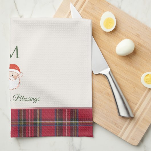 Santa Claus Custom Monogram Weihnachten Geschirrtuch (Viertel Falte)