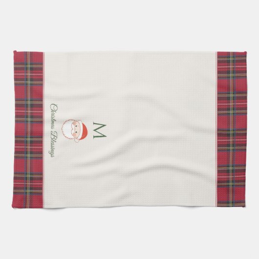 Santa Claus Custom Monogram Weihnachten Geschirrtuch (Horizontal)