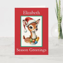 Santa Claus Custom Name Cute Reindeer Grandchild C Karte