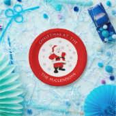 Santa Claus Custom Text Red Border Paper Plate Pappteller (Party)