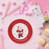 Santa Claus Custom Text Red Border Paper Plate Pappteller (Party)