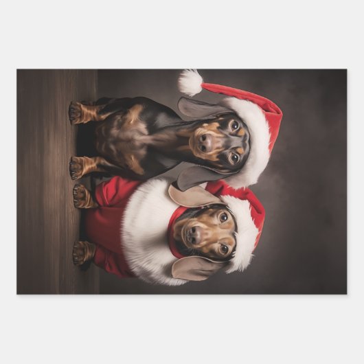 Santa Claus Dackel Twins Geschenkpapier Set (Vorderseite 2)