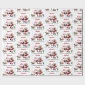 Santa Claus Deer Happy Christmas Personalized Name Geschenkpapier (Flach)