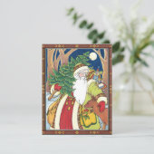 Santa Claus Deer in Forest, Weihnachts-Party Einladung (Stehend Vorderseite)